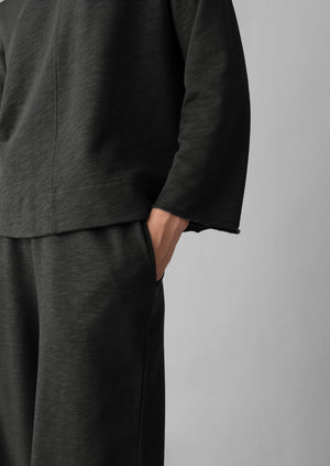 Loop Back Jersey Wide Leg Trousers | Charcoal