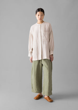 Garment Dyed Linen Barrel Leg Trousers | Salvia