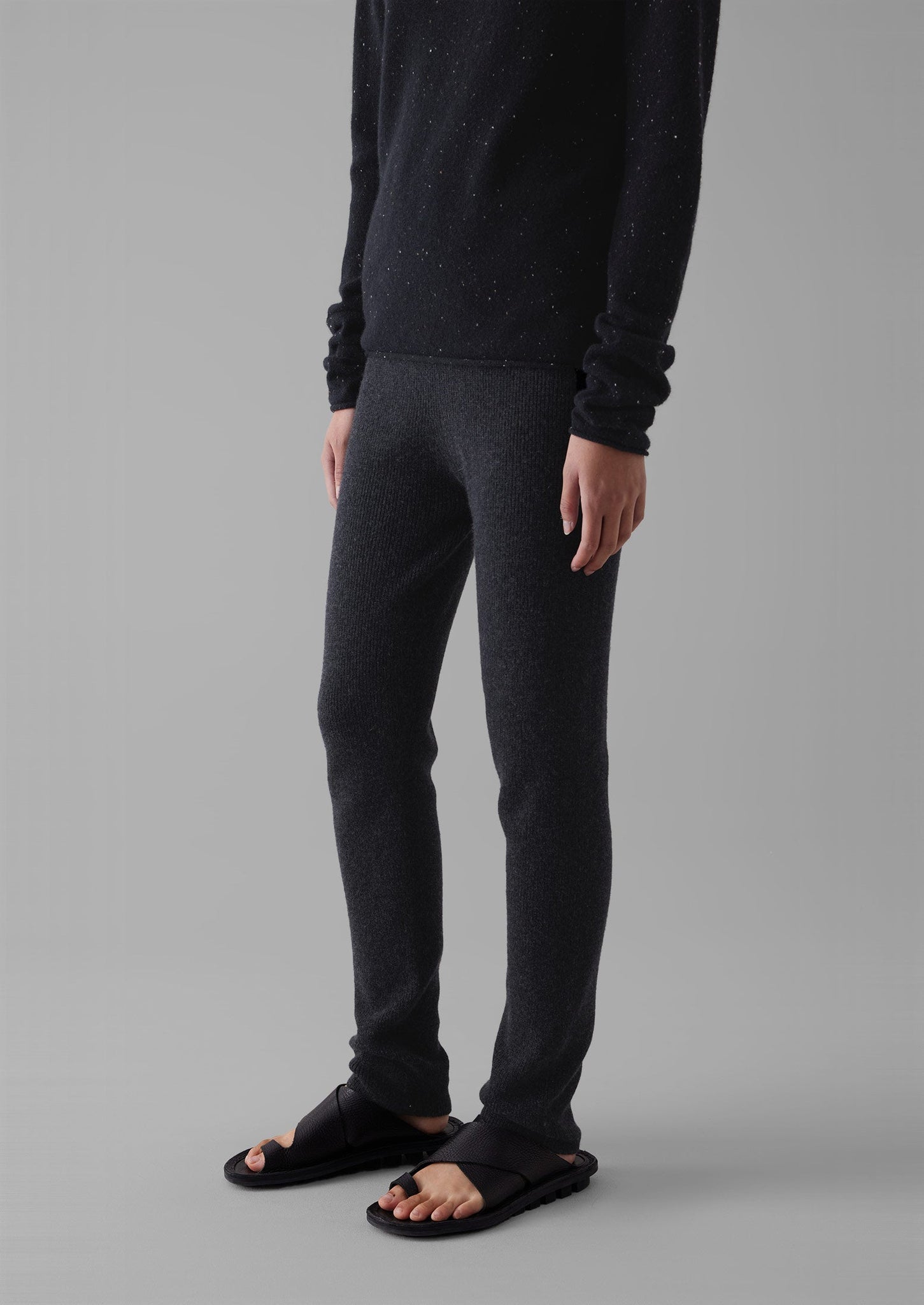 Recycled Cashmere Slim Leg Trousers | Charcoal