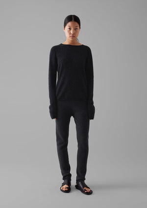 Recycled Cashmere Slim Leg Trousers | Charcoal