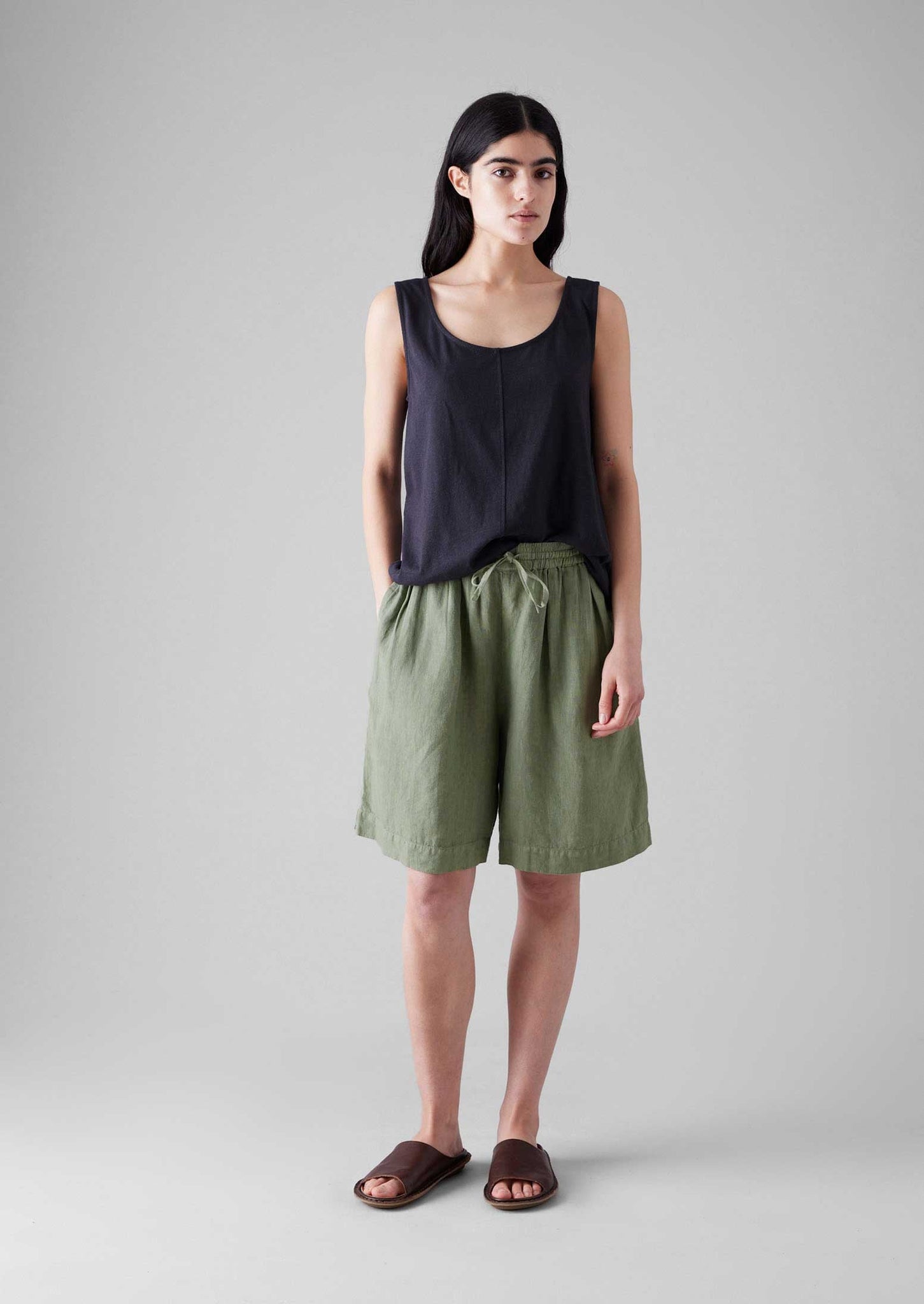 Garment Dyed Drawstring Shorts | Light Sage