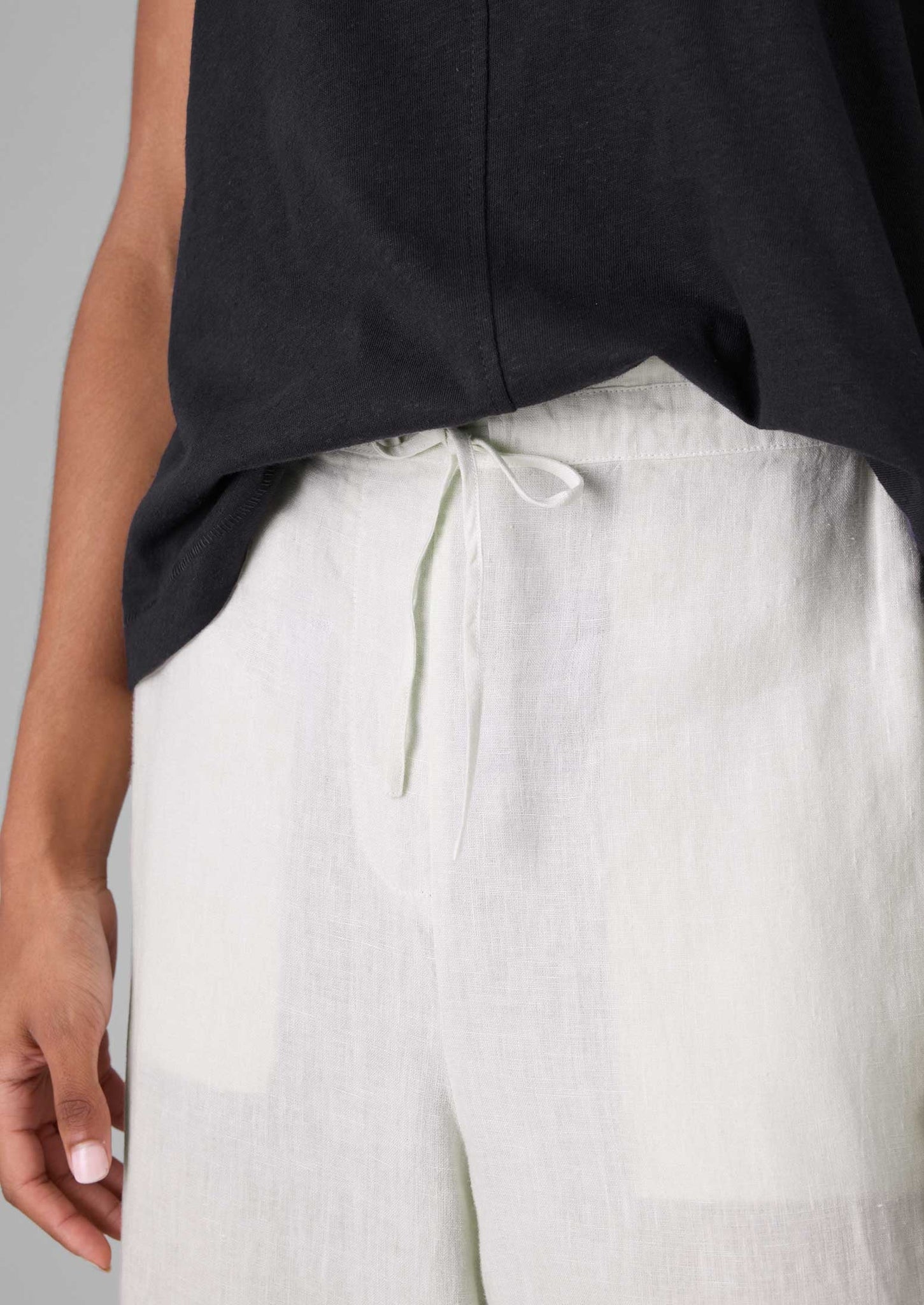 Garment Dyed Linen Wide Leg Trousers | Oat