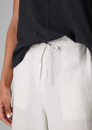 Garment Dyed Linen Wide Leg Trousers | Oat