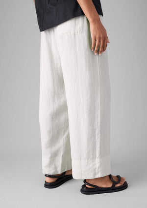Garment Dyed Linen Wide Leg Trousers | Oat