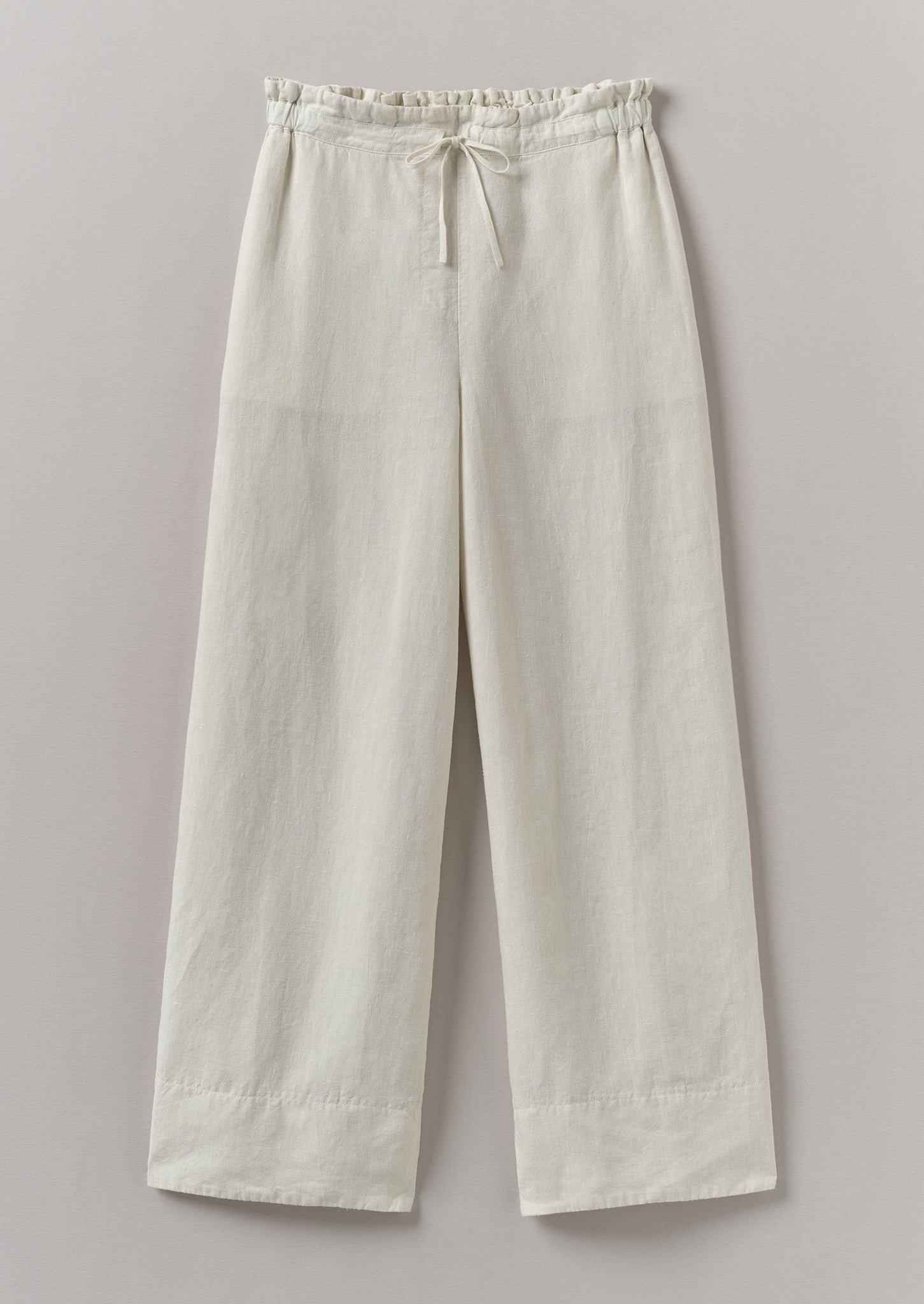 Garment Dyed Linen Wide Leg Trousers | Oat