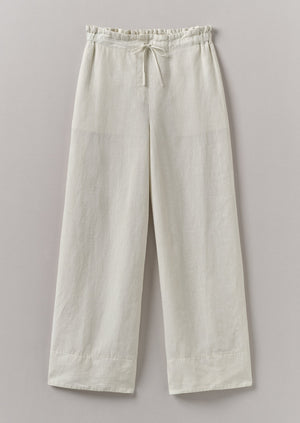 Garment Dyed Linen Wide Leg Trousers | Oat