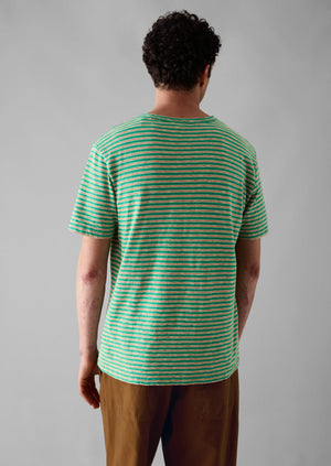 Theo Organic Cotton Stripe Short Sleeve Tee | Green/Red