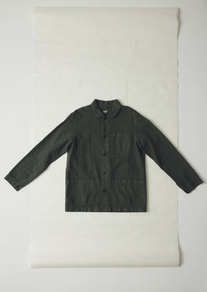 Arlo Garment Dyed Herringbone Jacket | Dark Moss