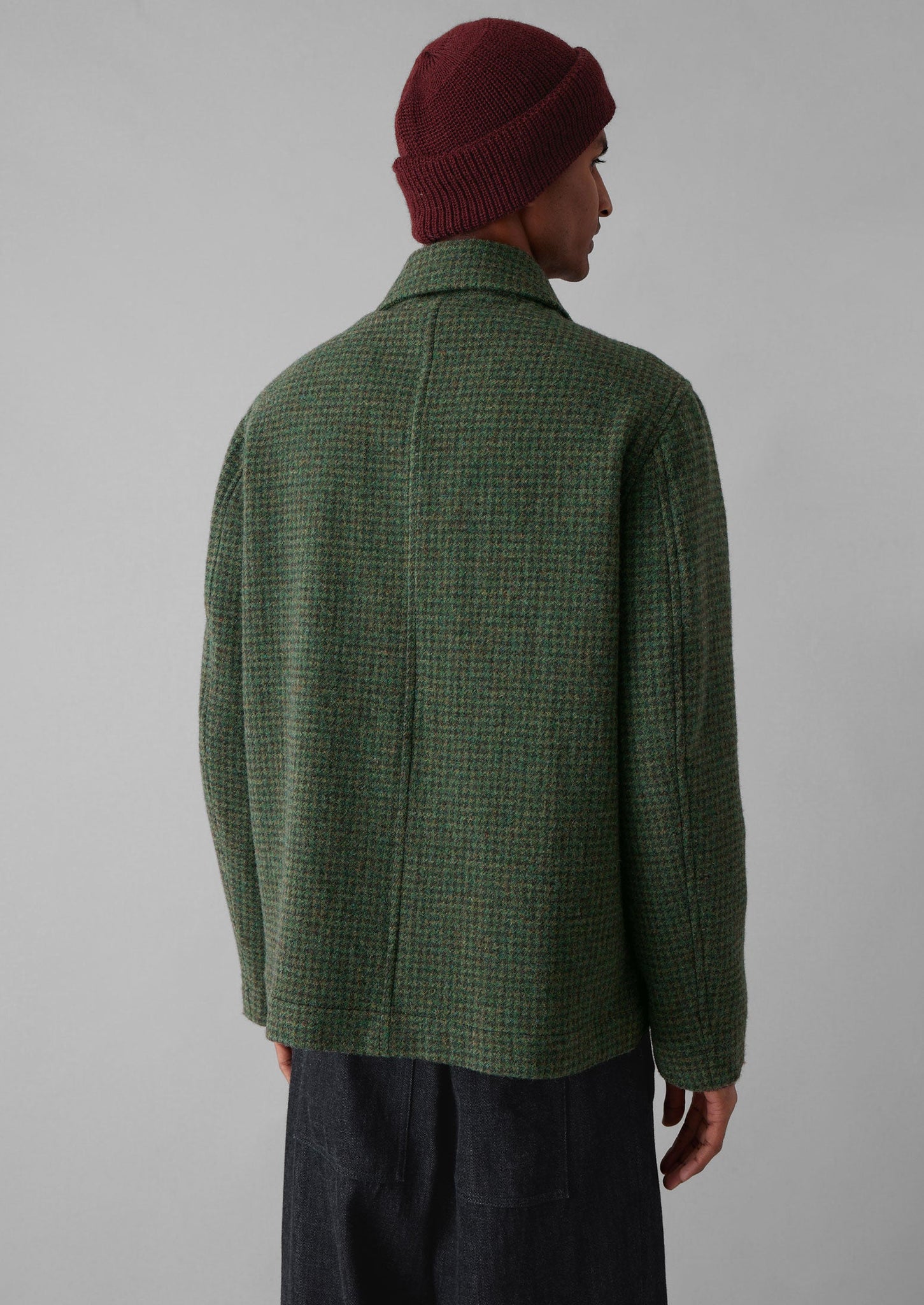 Dogtooth Wool Chore Jacket | Forest Green