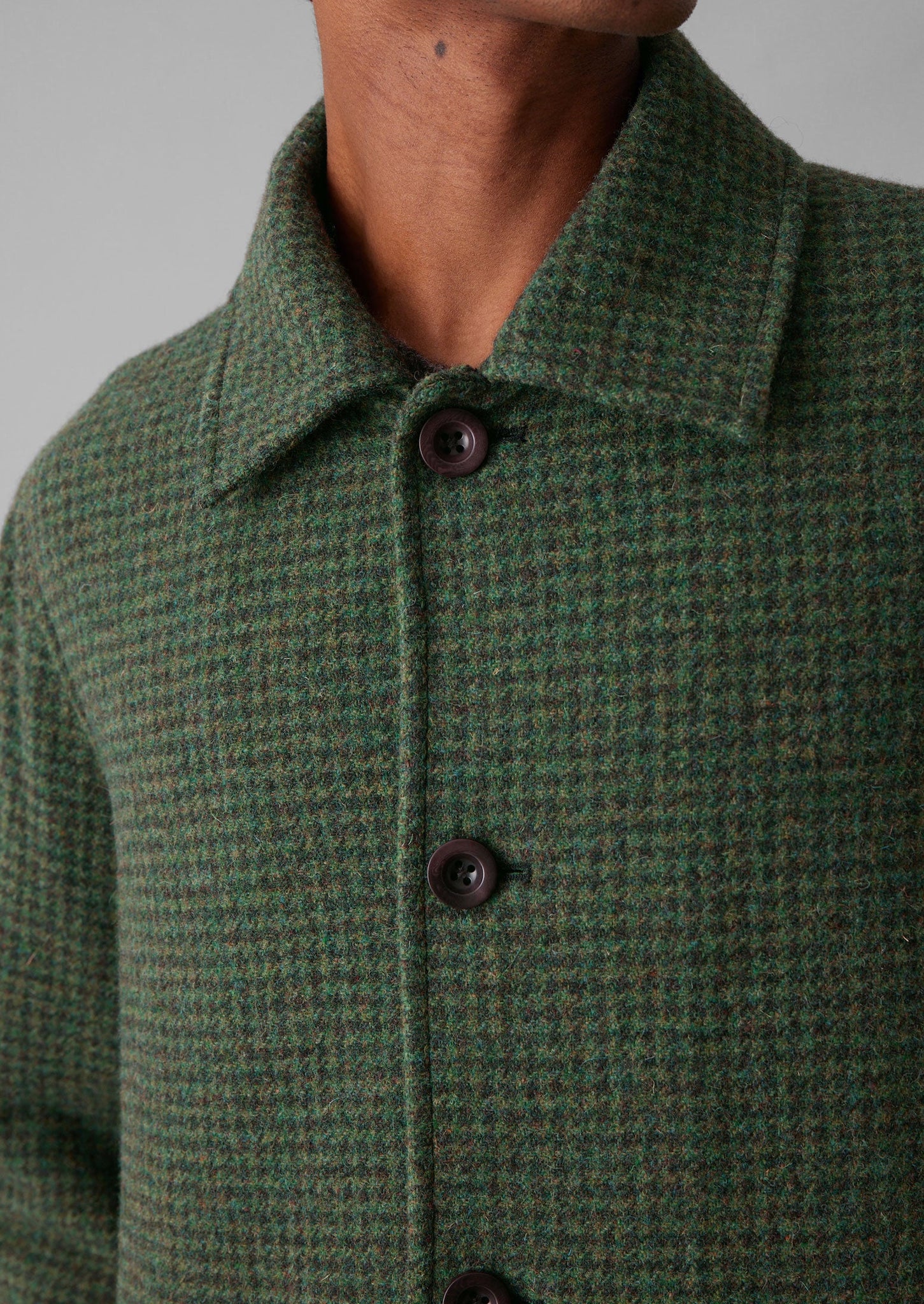 Dogtooth Wool Chore Jacket | Forest Green