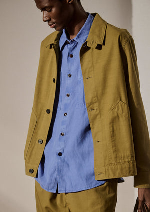 Patch Pocket Organic Cotton Coach Jacket | Warm Olive