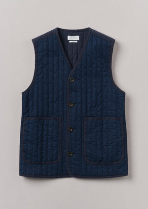 Indigo Cotton Padded Gilet | Indigo