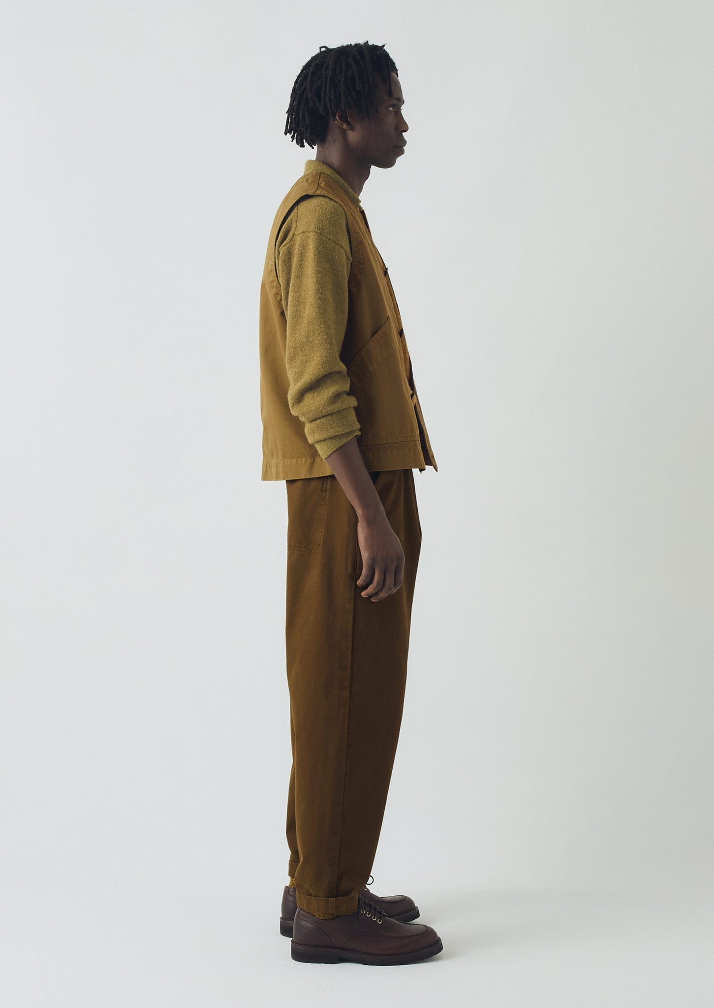 Garment Dyed Cotton Twill Gilet | Cumin