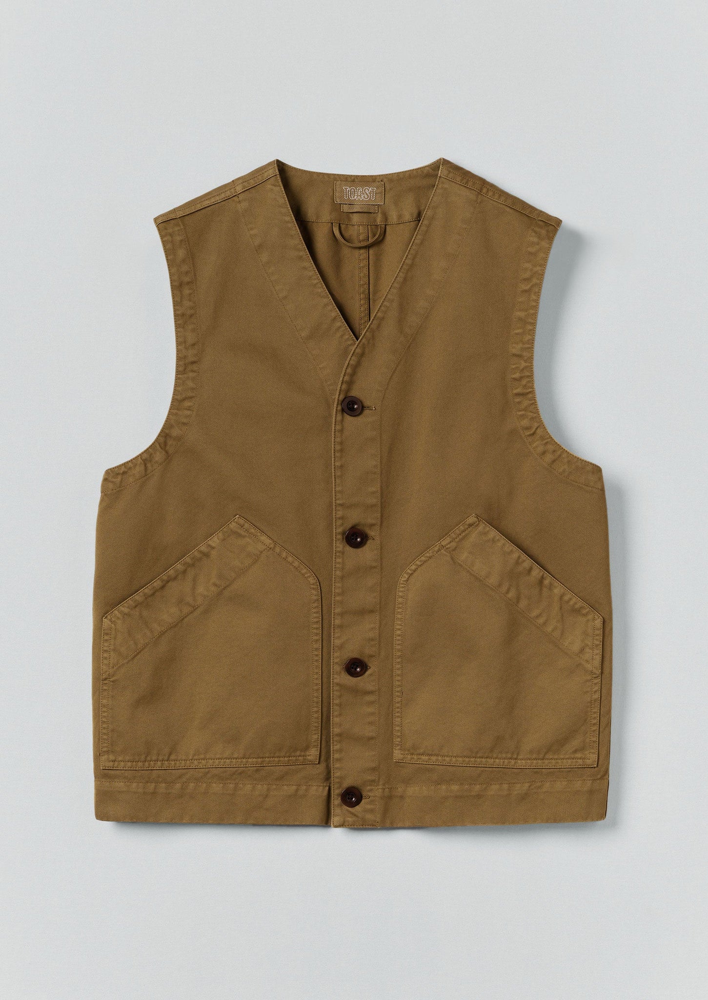 Garment Dyed Cotton Twill Gilet | Cumin