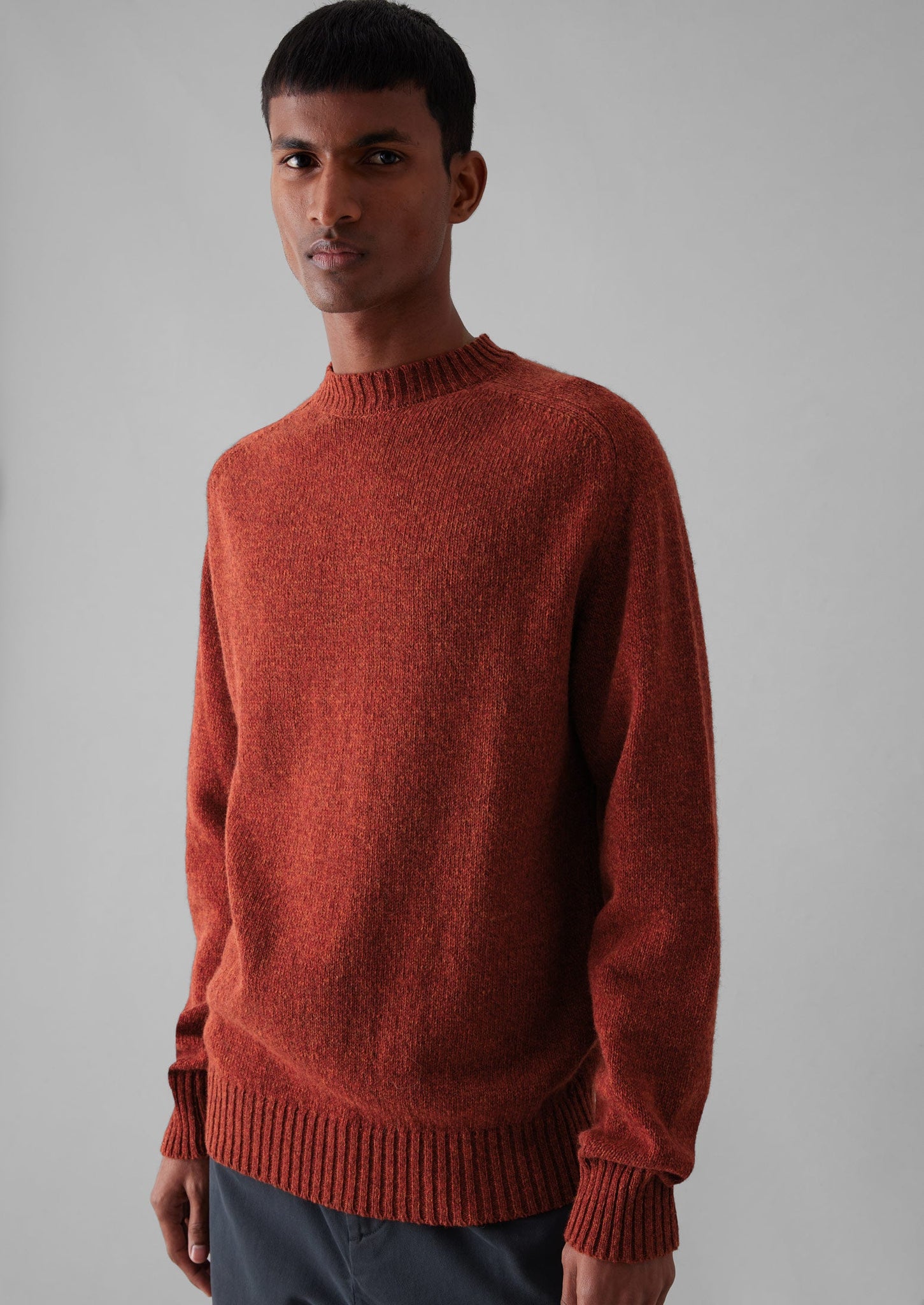 Wool Crew Neck Sweater | Red Granite