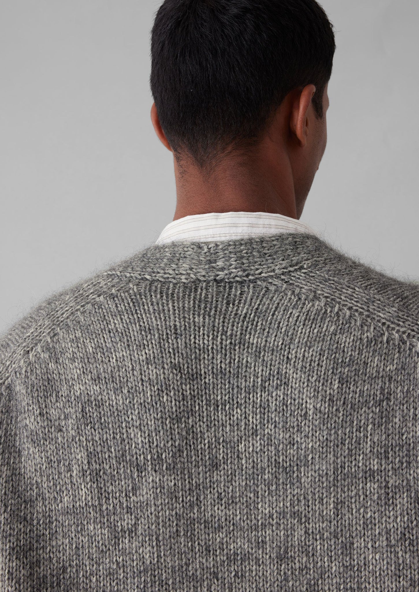 Alpaca Wool V-Neck Cardigan | Grey Melange