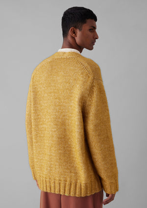 Alpaca Wool V-Neck Cardigan | Dijon Yellow