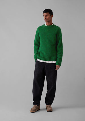 Donegal Wool High Neck Easy Sweater | Emerald