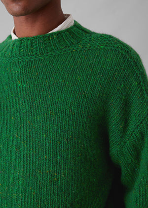 Donegal Wool High Neck Easy Sweater | Emerald