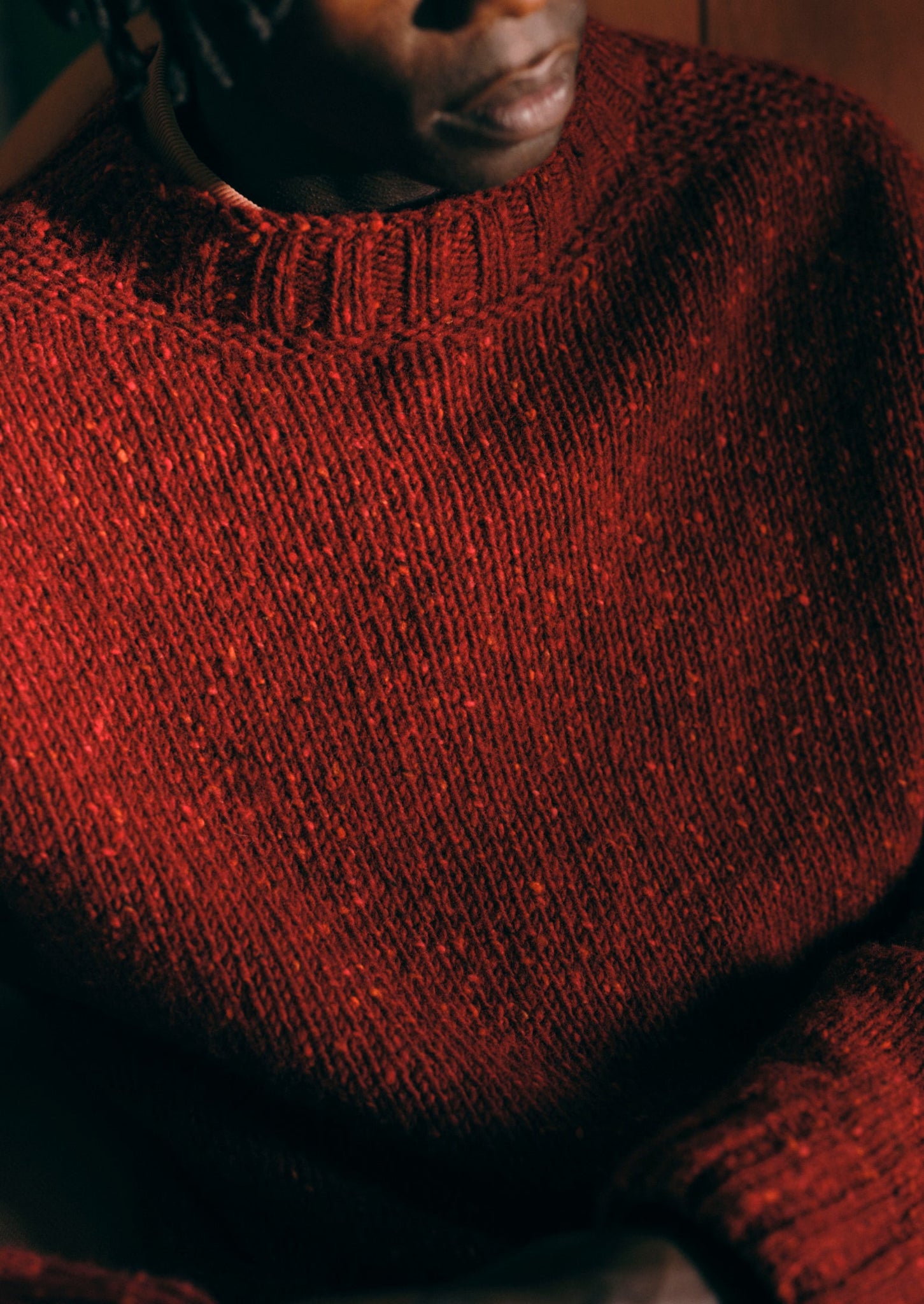 Donegal Wool High Neck Easy Sweater | Red Granite