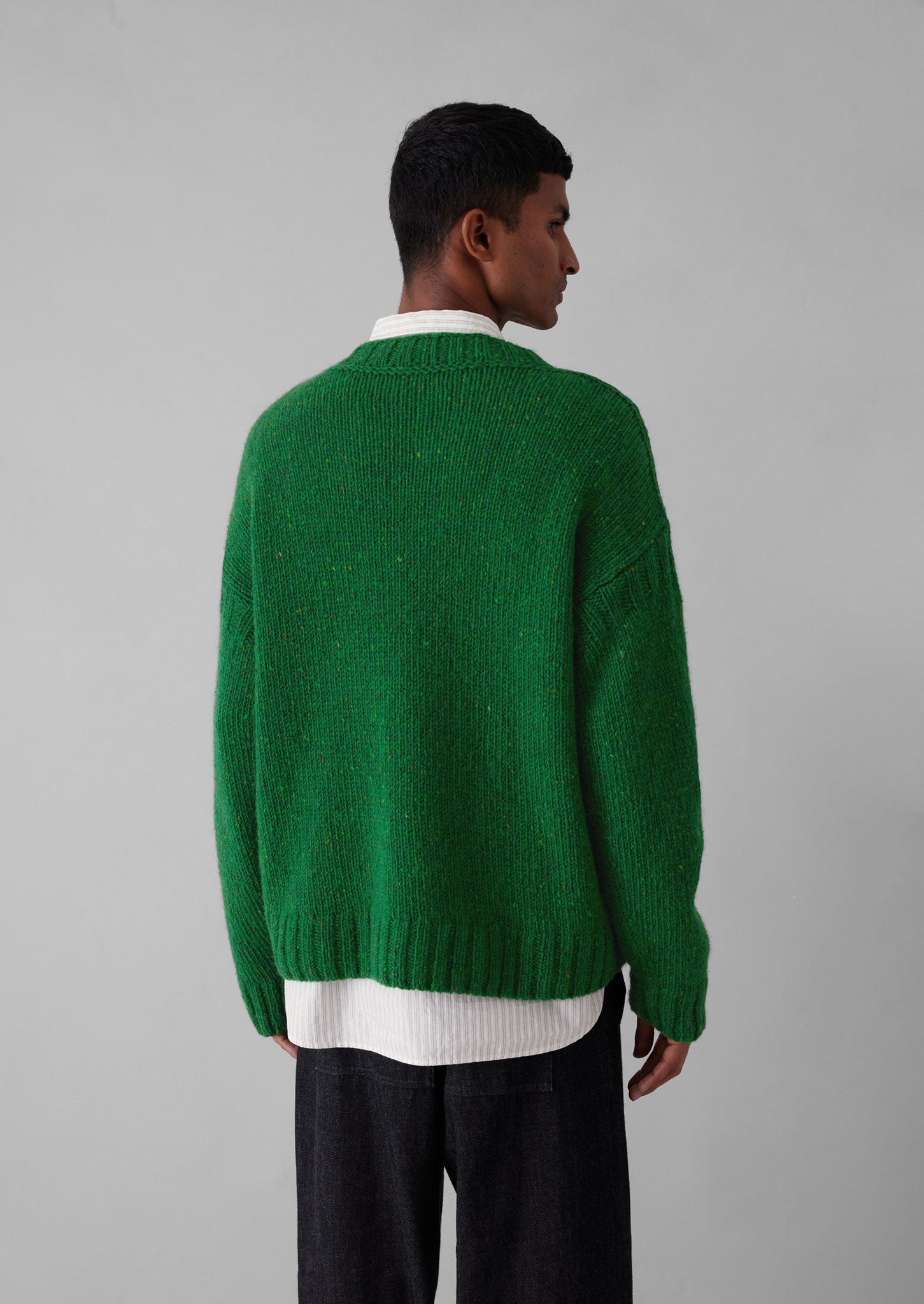 Donegal Wool High Neck Easy Sweater | Emerald