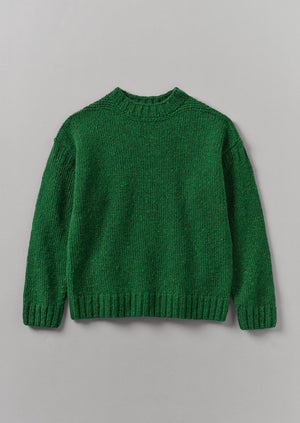 Donegal Wool High Neck Easy Sweater | Emerald