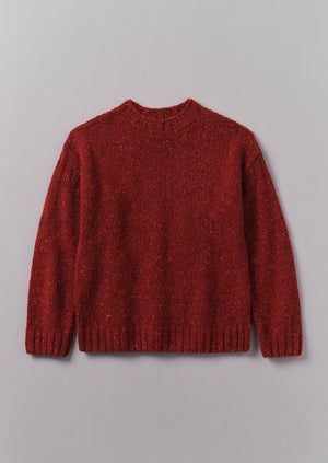 Donegal Wool High Neck Easy Sweater | Red Granite