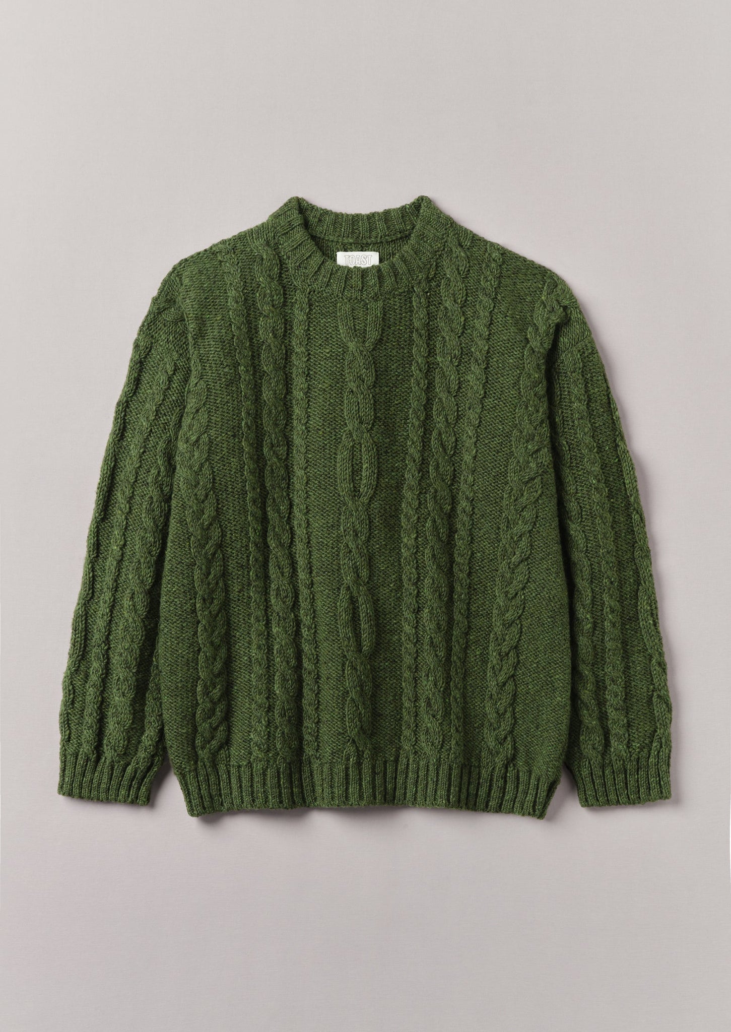 Donegal Wool Cable Sweater | Green Jasper