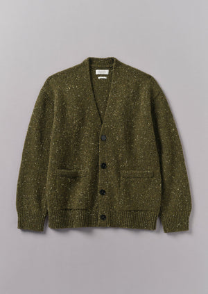 Donegal Wool V-Neck Cardigan | Olive