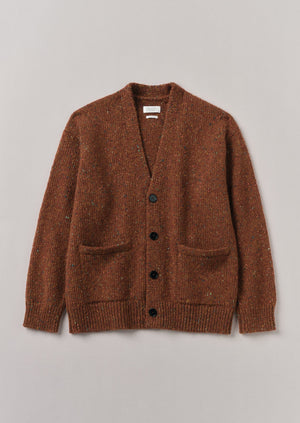 V-Neck Donegal Wool Cardigan | Copper