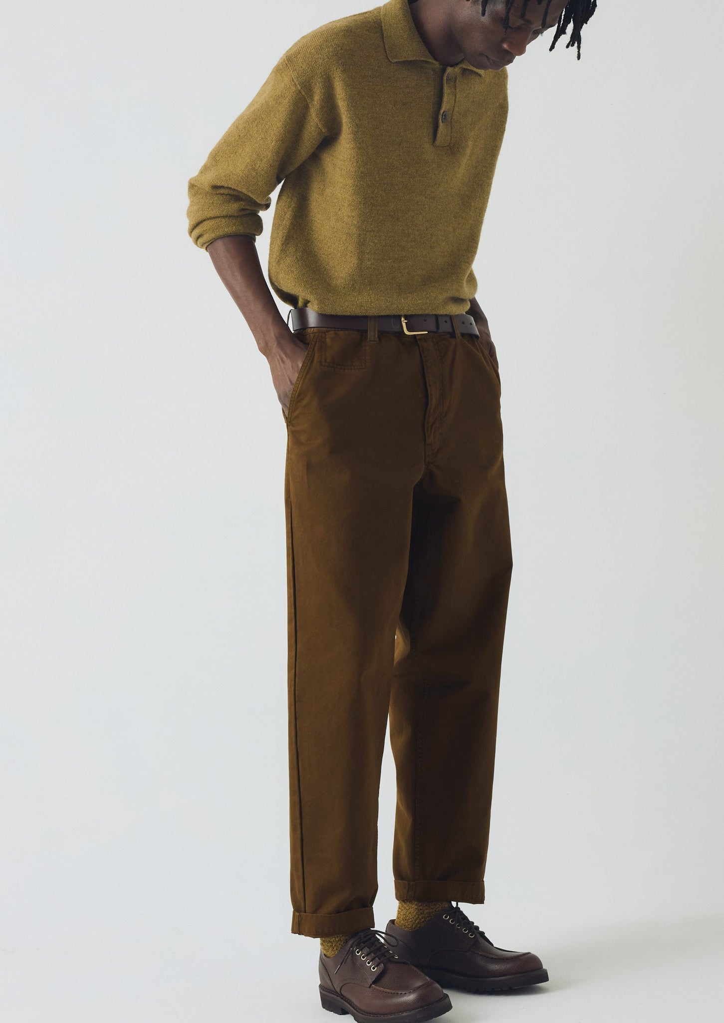 Wool Alpaca Polo Sweater | Pear