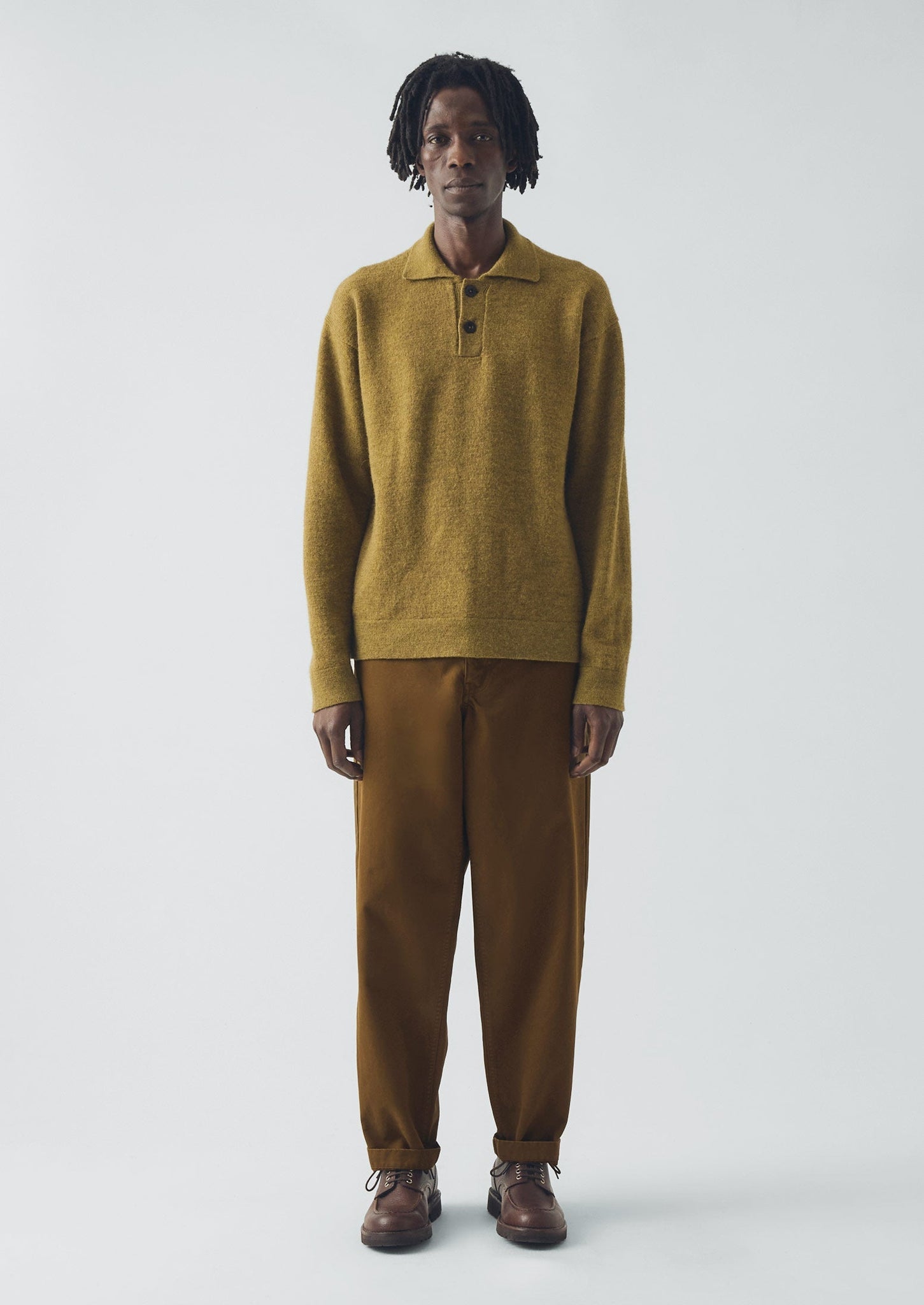 Wool Alpaca Polo Sweater | Pear