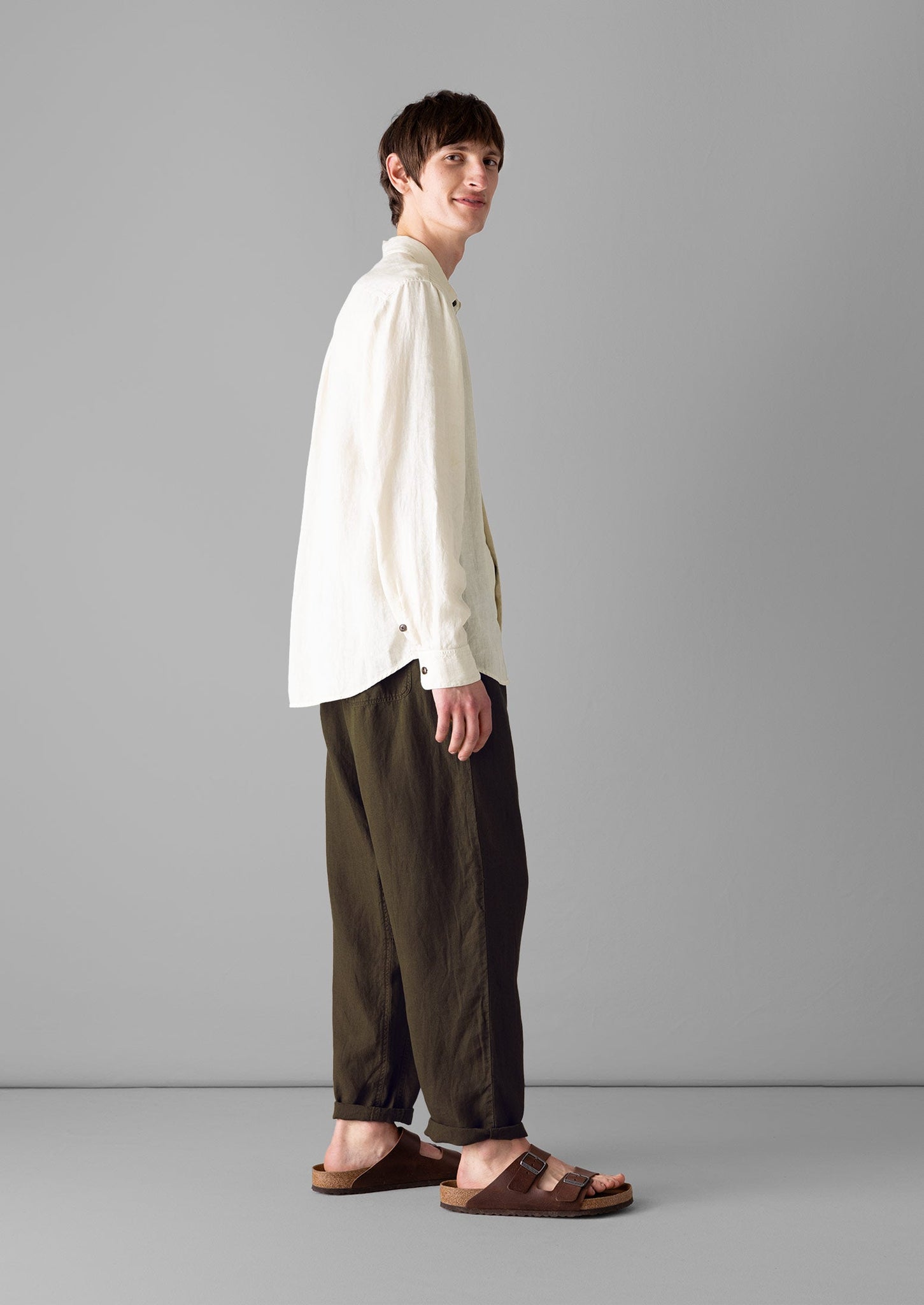 Alfie Garment Dyed Linen Trousers | Olive