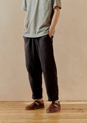 Alfie Garment Dyed Linen Trousers | Slate