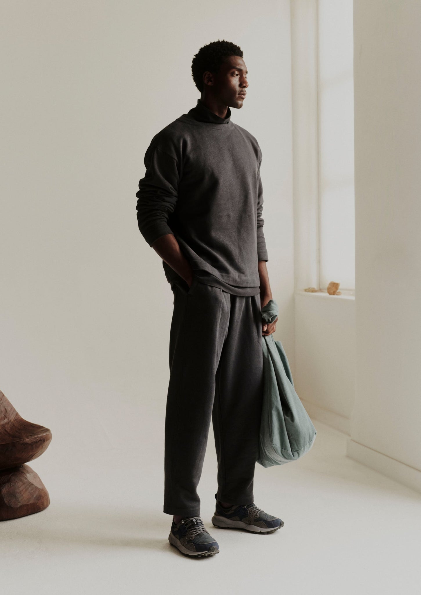 Brushed Cotton Hemp Lounge Trousers | Charcoal