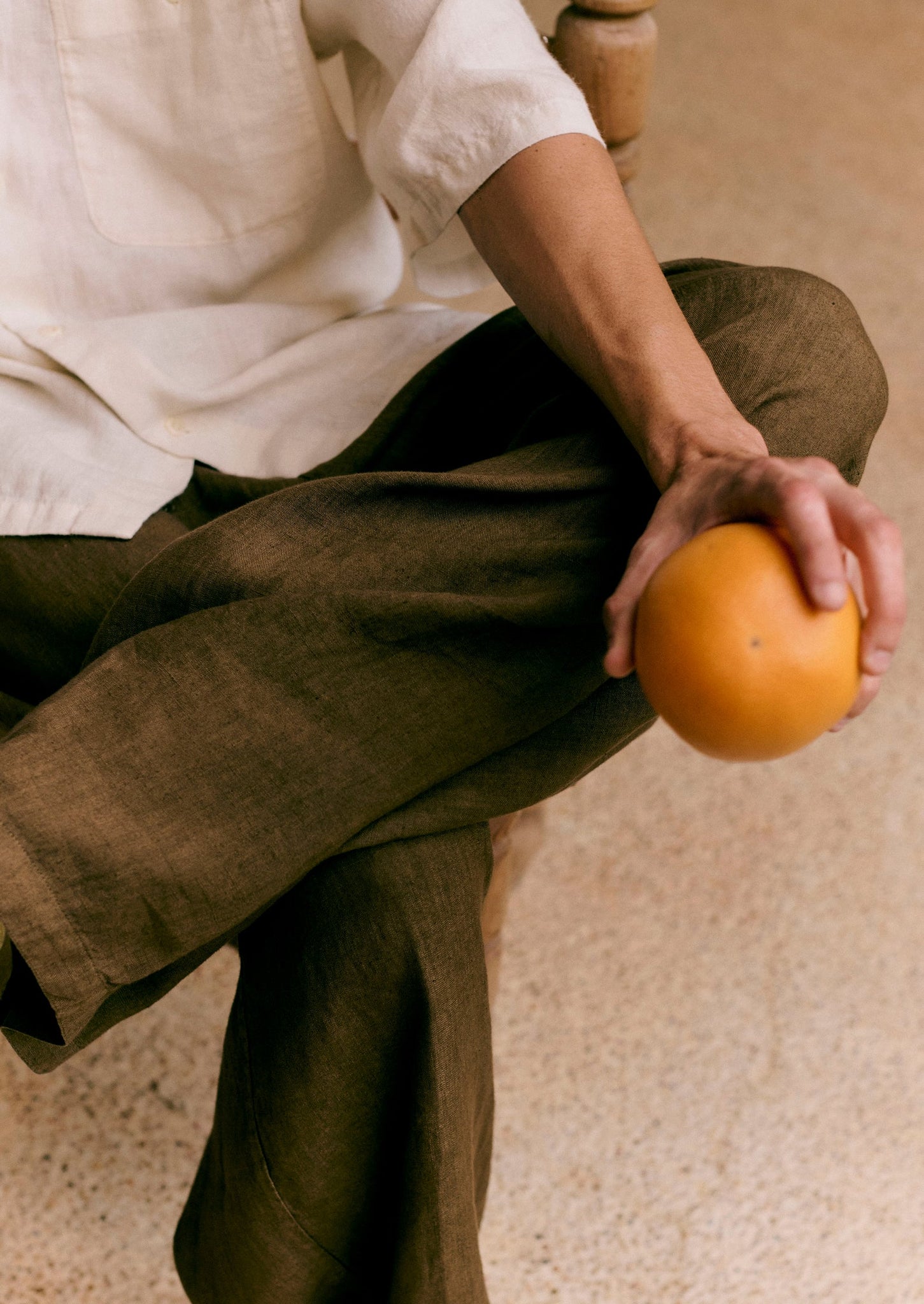 Garment Dyed Linen Drawstring Trousers | Pear