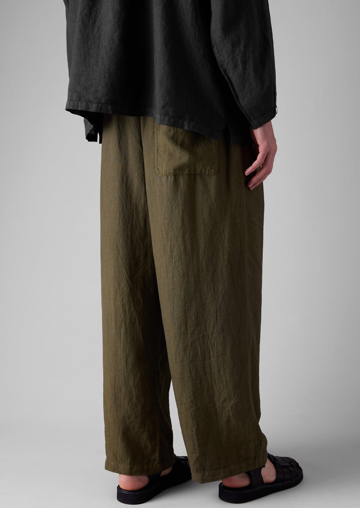 Garment Dyed Linen Drawstring Trousers | Pear