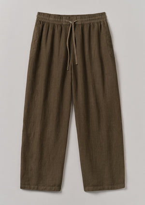 Garment Dyed Linen Drawstring Trousers | Pear
