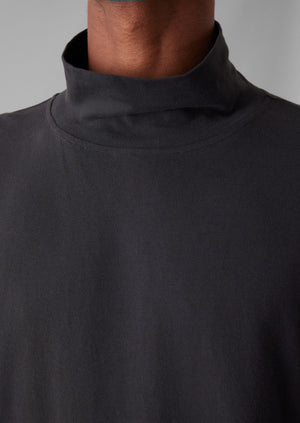 Brushed Cotton High Neck Lounge Top | Soft Charcoal