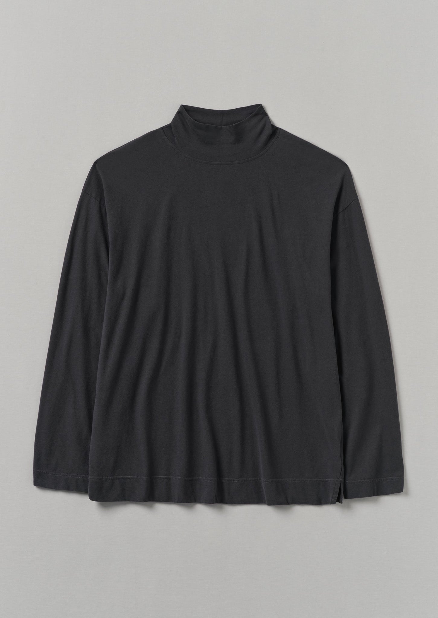 Brushed Cotton High Neck Lounge Top | Soft Charcoal