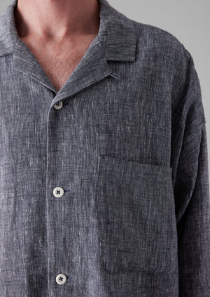Etched Linen Cotton Shirt | Blue Melange