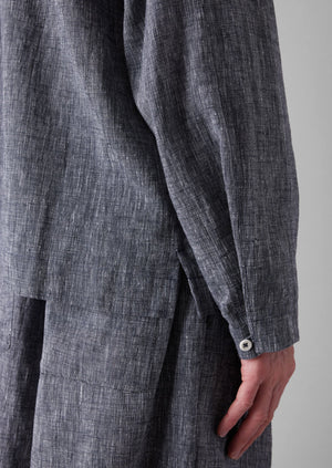 Etched Linen Cotton Shirt | Blue Melange