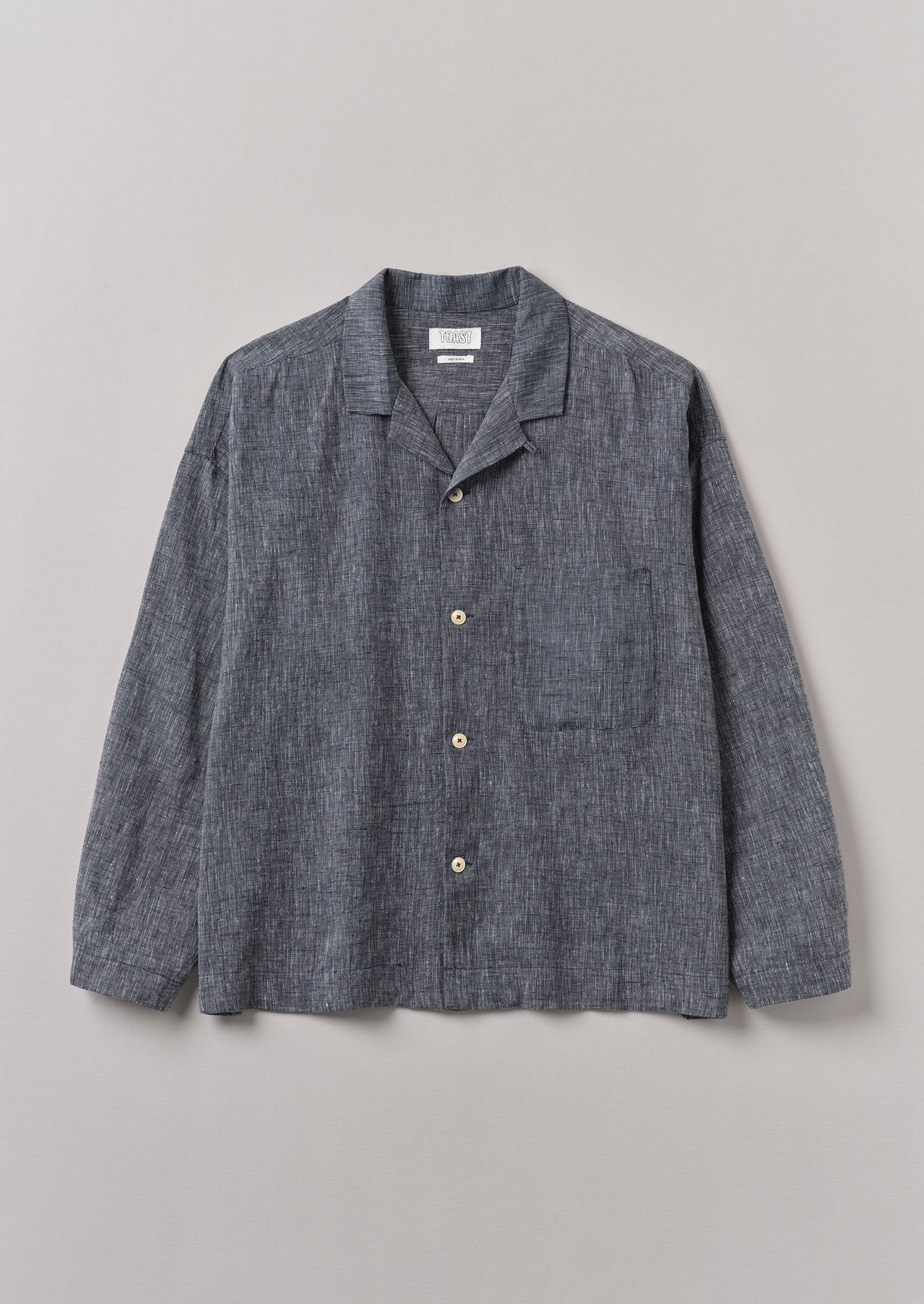 Etched Linen Cotton Shirt | Blue Melange