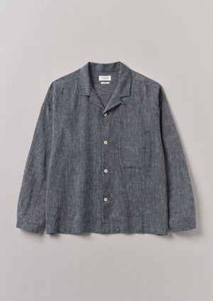 Etched Linen Cotton Shirt | Blue Melange