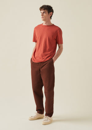 Norv Garment Dyed Tapered Trousers | Brown Ochre