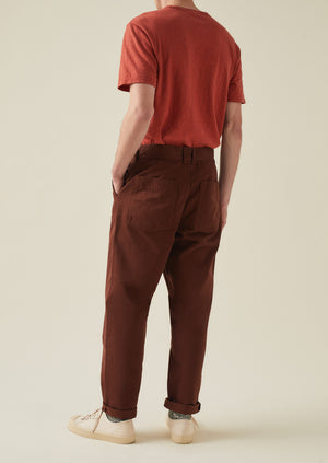 Norv Garment Dyed Tapered Trousers | Brown Ochre