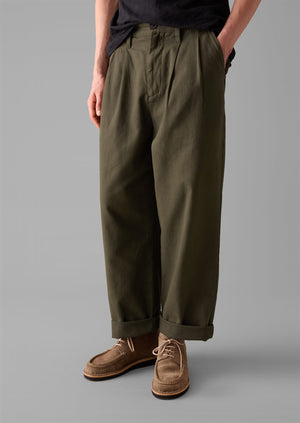 Bill Cotton Wide Leg Trousers | Dark Olive