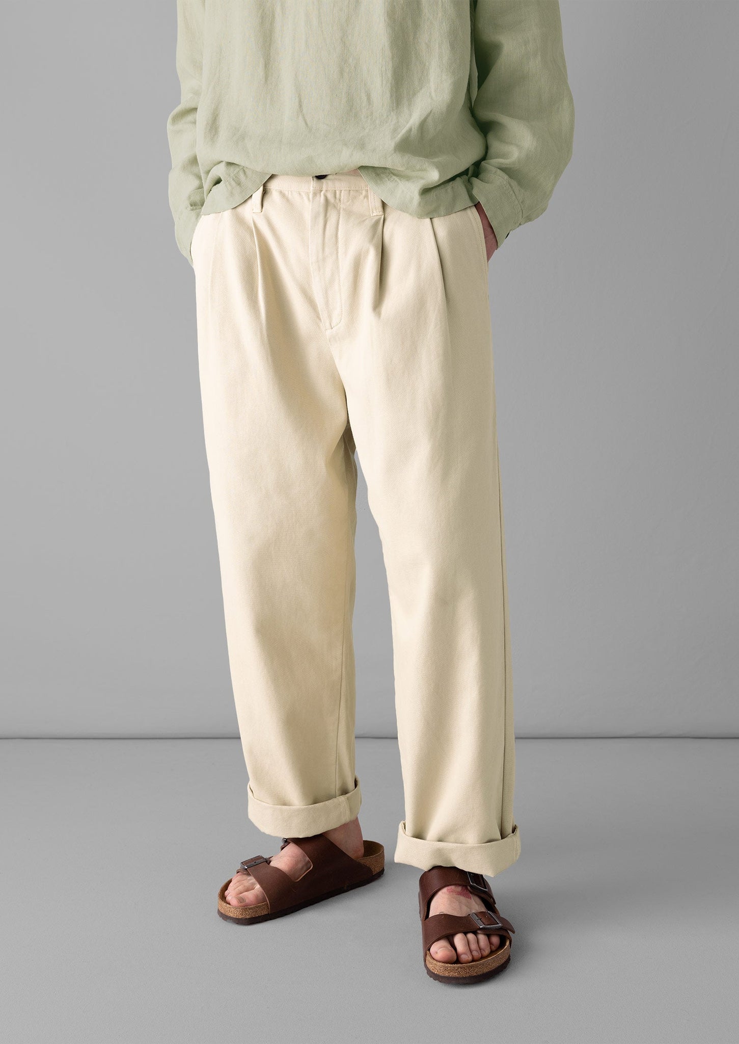 Bill Cotton Wide Leg Trousers | Stone