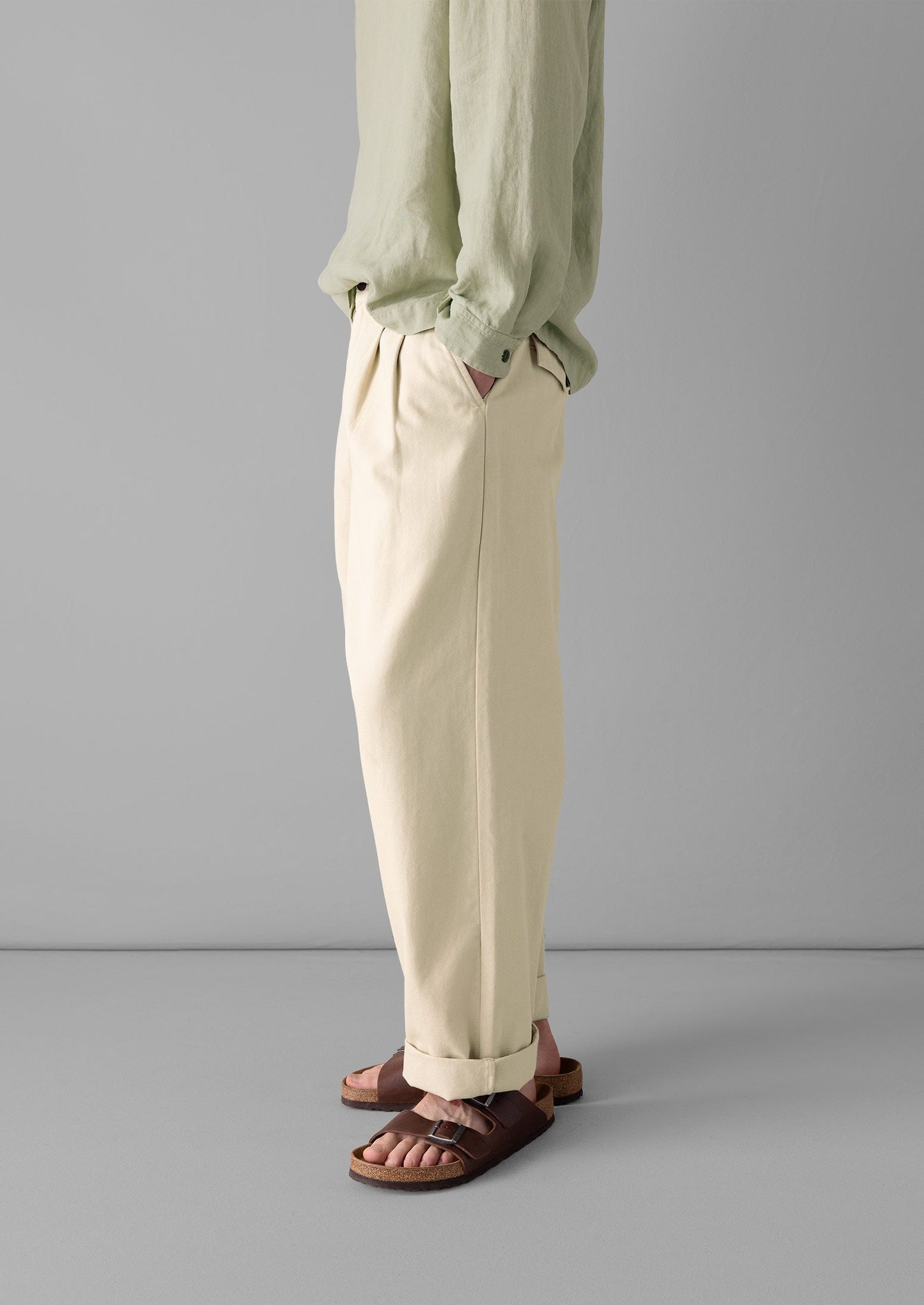 Bill Cotton Wide Leg Trousers | Stone