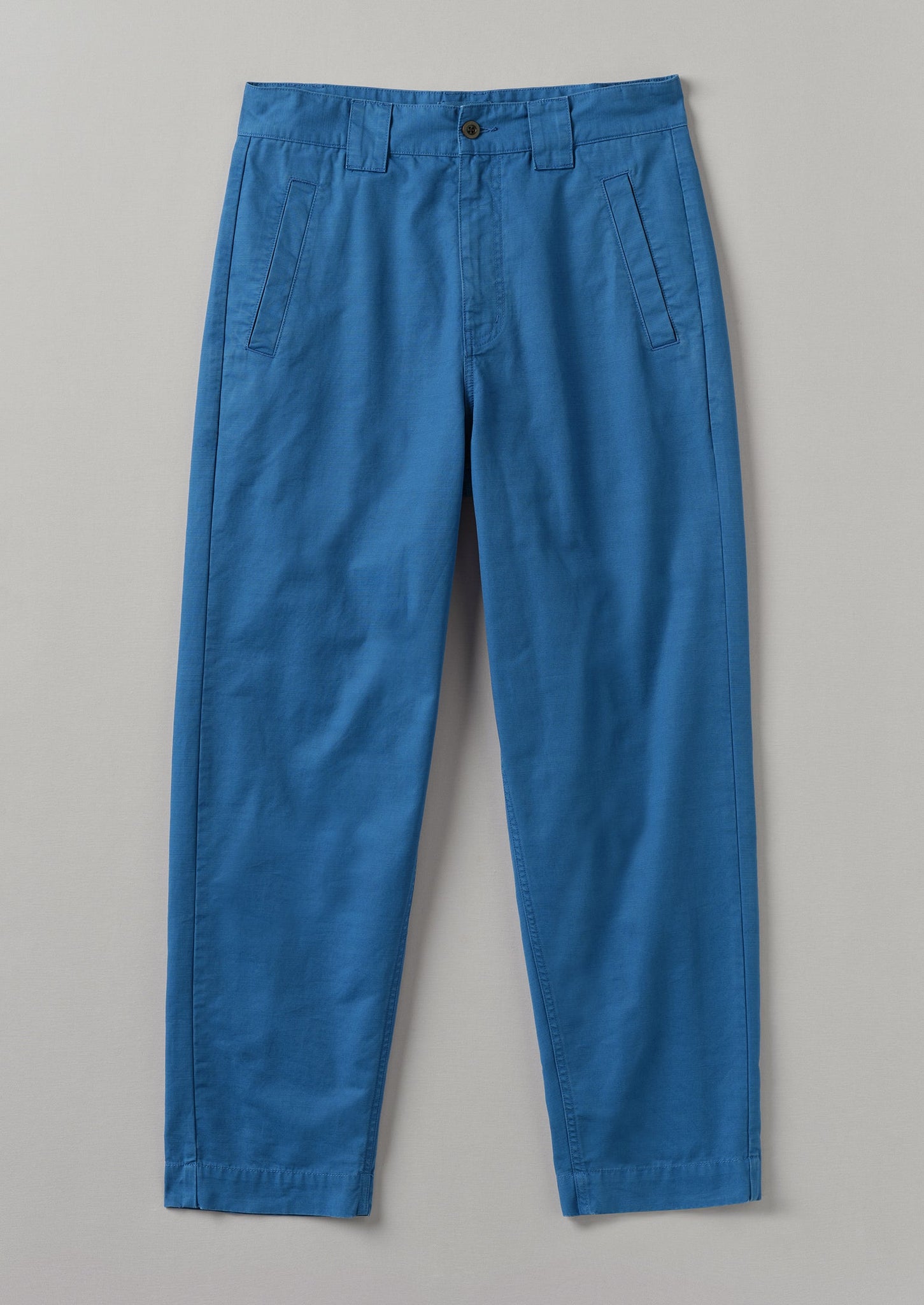 Garment Dyed Organic Cotton Tapered Trousers | Flask Blue